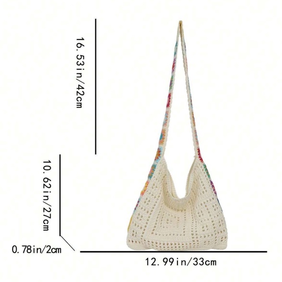 Bohemian Floral Crochet Casual Tote Bag - Picture 6 of 6